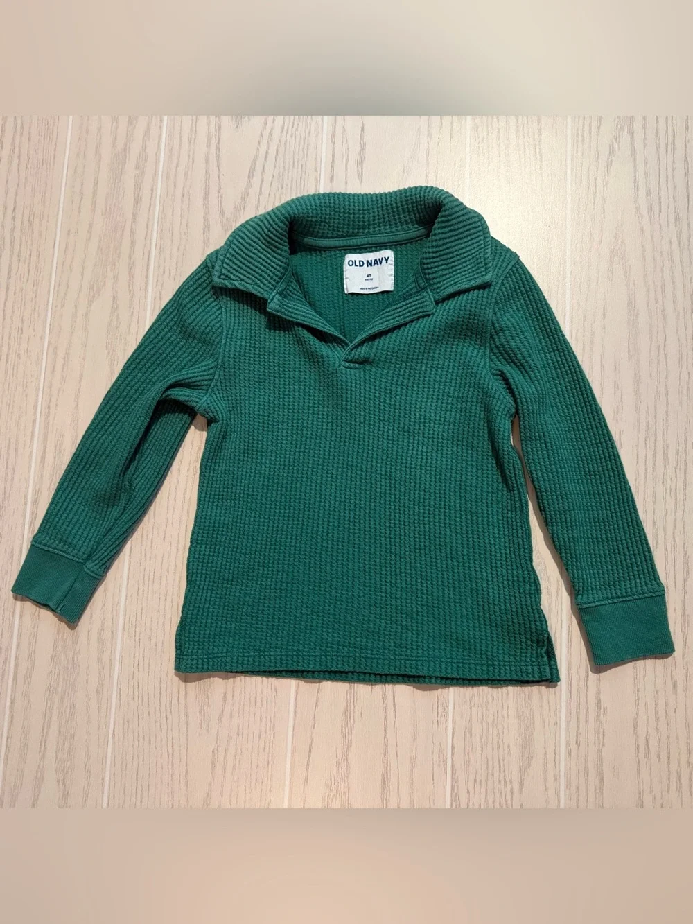 Old Navy Simple Joys Boys 4T Green Waffle Shirt Brown Jogger Pants 2PC Set